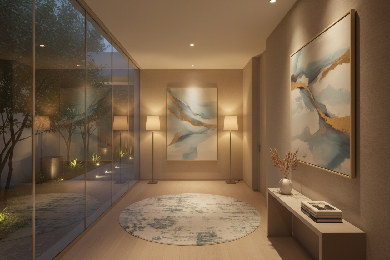 Atmosphärischer Flur mit Beleuchtung