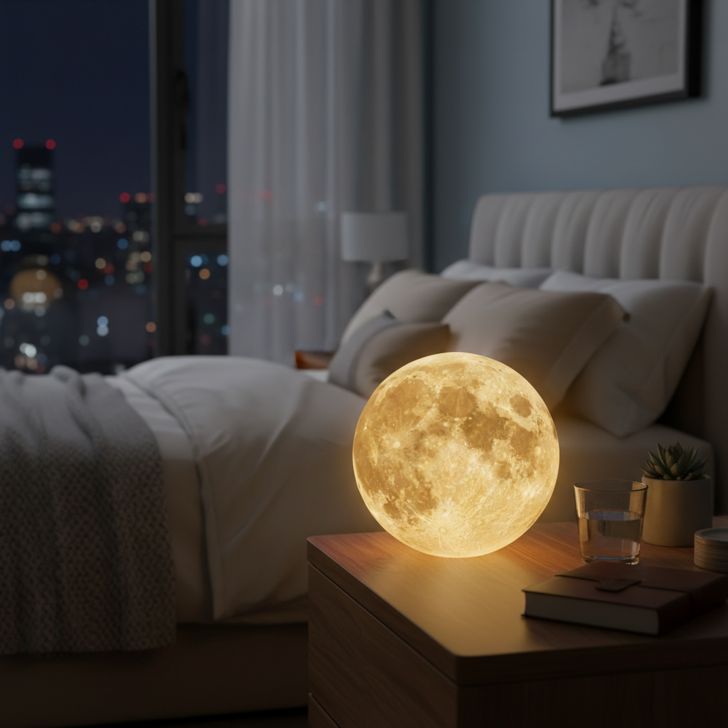 Mondlichtlampe 3D im Schlafzimmer